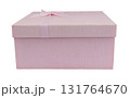 Pink, elegant box with a ribbon or a bow suitable for packing gifts isolated 131764670