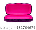 Violet velvet open case for eyeglass with pink velvet interior isolated 131764674