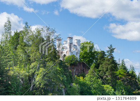 Ludwigstein, Island of Dead, Ludwigs Rock, rocky island necropolis in Zashchitnaya Bay of Vyborg Gulf, in northern part of Vyborg, Monrepos Park. Ludwigstein, Island of Dead, Ludwigs Rock, rocky island necropolis in Zashchitnaya Bay of Vyborg Gulf, in northern part of Vyborg, Monrepos Park. 131764809