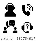 A set of black pixel art contact and communication icons perfect for retro UI design 131764917