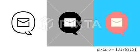 メールの吹き出しのカラーとモノクロアイコンセット 131765151