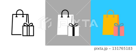 ショッピングのカラーとモノクロアイコンセット ショッピングのカラーとモノクロアイコンセット 131765183