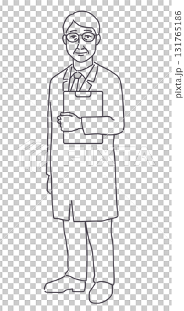 Elderly man in a white coat, full-body scan only Elderly man in a white coat, full-body scan only 131765186