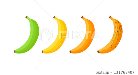 Banana ripening stages showing fruit aging process Banana ripening stages showing fruit aging process 131765407