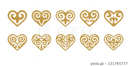 Set of hearts with kazakh ornaments 1 131765777