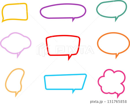 frame text speech bubble set. Line balloon design talk speech bubble frame. 131765858