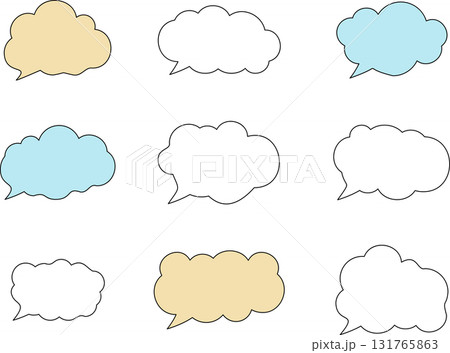 frame text speech bubble set. Line balloon design talk speech bubble frame. 131765863