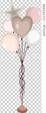 Pastel Balloons with Heart and Star Shapes on White Background 131765886