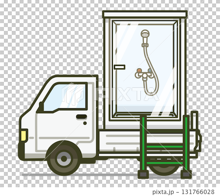 Illustration of a light truck from the side (vehicle equipped with a simple shower) 131766028