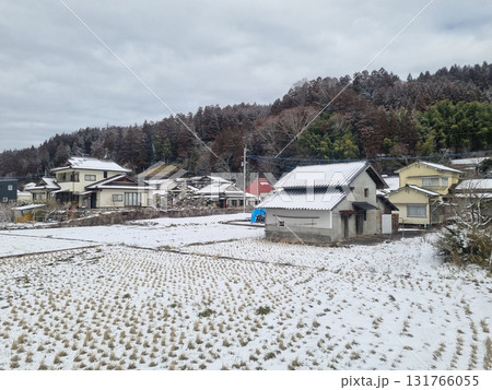 View of landscape Yufuin village in the winter after snow fall 131766055