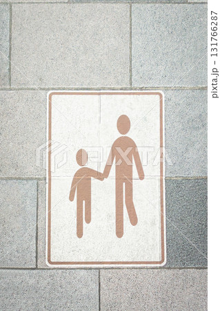 School children traffic sign. warning road sign with two school children crossing inside. School zone symbol. Beware kids crossing road.  131766287