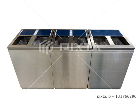 Stainless steel recycling bin on white background, clipping path Stainless steel recycling bin on white background, clipping path 131766290