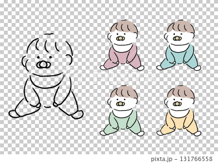 お座りする赤ちゃん 131766558