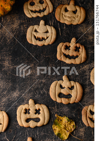 Halloween cookies in shape of jack-o-lantern Halloween cookies in shape of jack-o-lantern 131766744