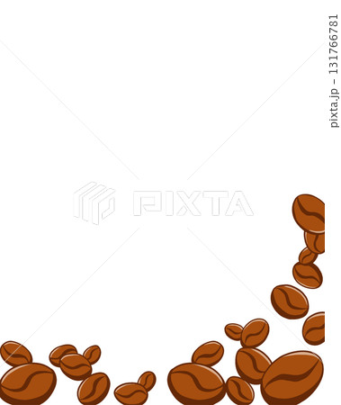 コーヒー豆フレーム素材｜カフェポスターやメニュー背景、ショップカードや食品パッケージにおすすめ 131766781