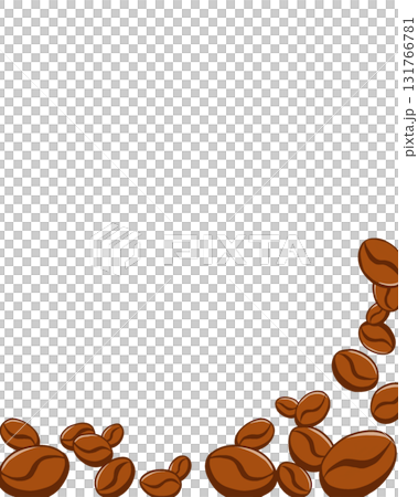 コーヒー豆フレーム素材｜カフェポスターやメニュー背景、ショップカードや食品パッケージにおすすめ 131766781