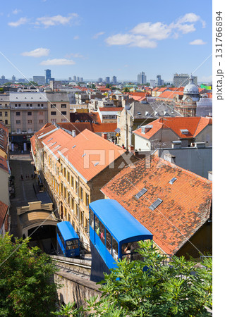 Zagreb funicular connecting lower and upper town Gornji Grad Zagreb funicular connecting lower and upper town Gornji Grad 131766894