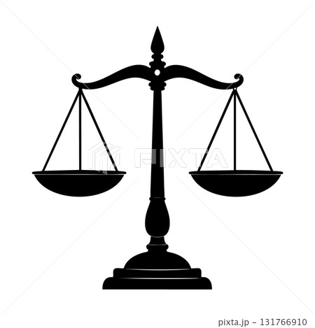 Antique Gold Weighing Scale Silhouette Black Vector Illustration 131766910