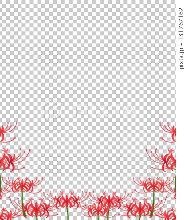 Watercolor frame of red spider lilies | Elegant Japanese-style decorative frame, autumn Japanese-style design, message card 131767162
