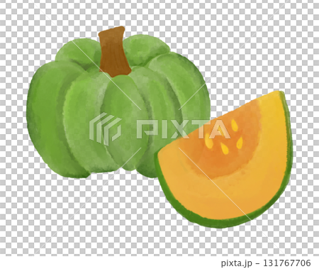 柔和的水彩南瓜插圖，適合秋季背景、食品設計和農業海報 131767706