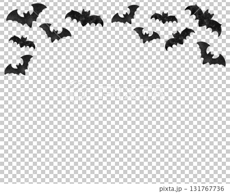 コウモリの水彩風フレーム素材|ハロウィンカード・ポスター・秋の夜の背景デザイン コウモリの水彩風フレーム素材|ハロウィンカード・ポスター・秋の夜の背景デザイン 131767736