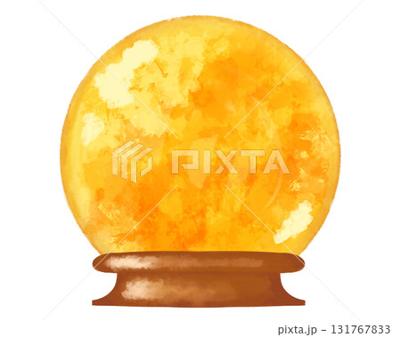 幻想的な満月の水彩風イラスト素材、月のスノードーム 幻想的な満月の水彩風イラスト素材、月のスノードーム 131767833