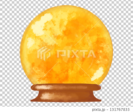 幻想的な満月の水彩風イラスト素材、月のスノードーム 幻想的な満月の水彩風イラスト素材、月のスノードーム 131767833