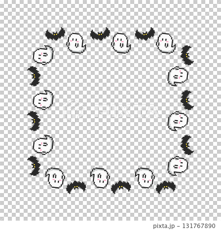 Halloween ghost and bat pixel art square frame material/decorative frame 131767890
