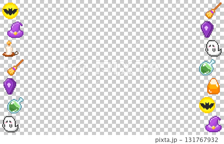 Halloween pixel art frame material / game-style Halloween background 131767932
