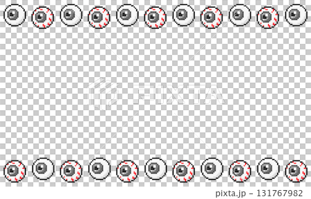 目玉のドット絵ハロウィン向けフレーム素材・ゲーム風ハロウィン背景 131767982