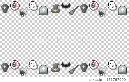 Pixel art Halloween frame material / Game-style monochrome Halloween background 131767990