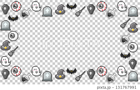 像素藝術萬聖節框架素材/遊戲風格單色萬聖節背景 像素藝術萬聖節框架素材/遊戲風格單色萬聖節背景 131767991