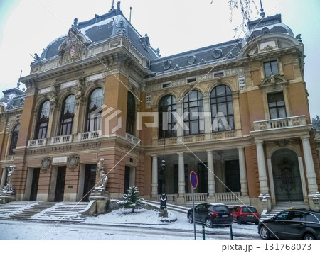 City streets, Baroque buildings, and a colonnade in winter. Snow creates a special atmosphere in the spa town. City streets, Baroque buildings, and a colonnade in winter. Snow creates a special atmosphere in the spa town. 131768073