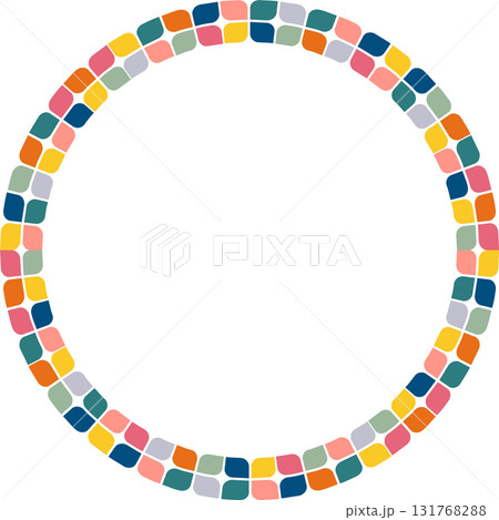 Colorful geometric empty frame. Vector doodle frame for text. Baby shower template 131768288
