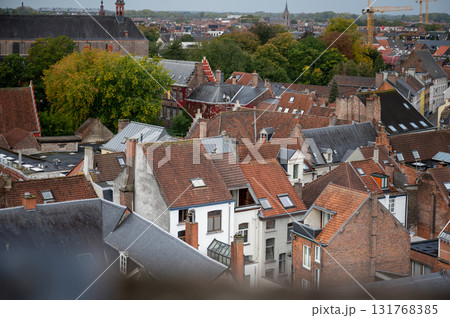 Historic Belgian architecture along the canal in the heart of Ghent. 131768385