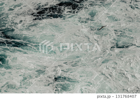 Abstract blue sea water with white wave for background. High quality photo 131768407