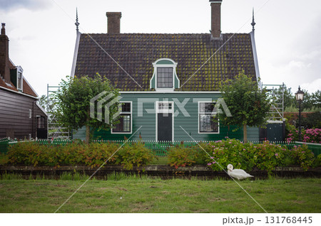 Scenic view of traditional Dutch windmills in Zaandam with changing skies, from calm daylight to approaching rain. Scenic view of traditional Dutch windmills in Zaandam with changing skies, from calm daylight to approaching rain. 131768445
