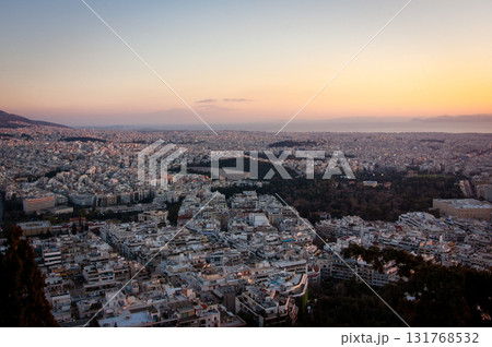 The picture is taken from Lycabettus hill - the famous view point of the city and its highest point. The picture is taken from Lycabettus hill - the famous view point of the city and its highest point. 131768532