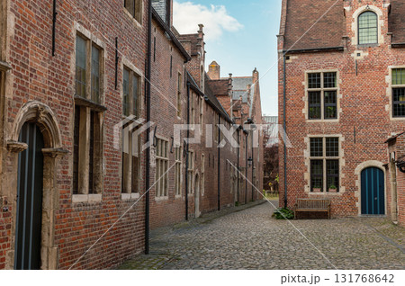 Leuven, Belgium - April 26, 2025: Historic quarter of Leuven with cobbled streets, medieval houses, and serene canals, UNESCO World Heritage Site. Leuven, Belgium - April 26, 2025: Historic quarter of Leuven with cobbled streets, medieval houses, and serene canals, UNESCO World Heritage Site. 131768642