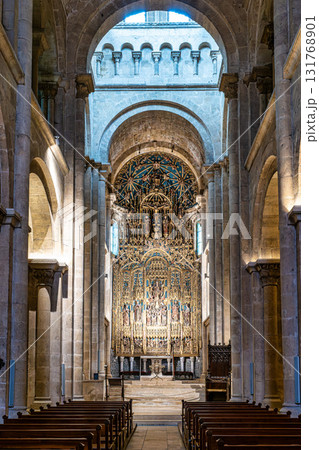 Coimbra , Portugal - Mar 14, 2025: Interior of the Old Cathedral of Coimbra, Se Velha at Coimbra, Portugal. 131768901