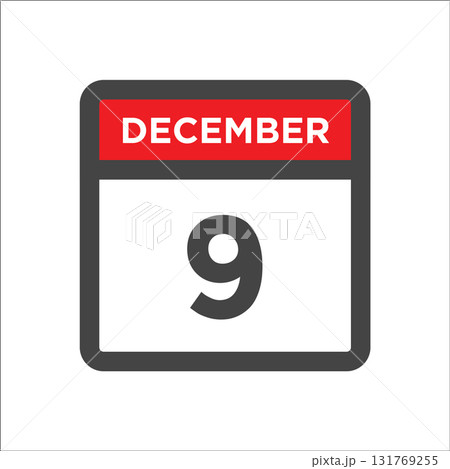 December 9 calendar icon with day of month December 9 calendar icon with day of month 131769255