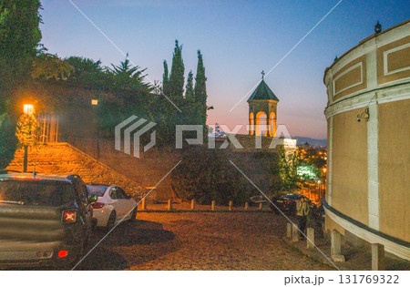 View on Old Town and Metekhi old church in Tbilisiu 131769322