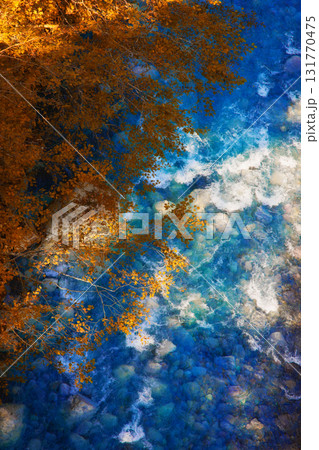 青い川と紅葉 131770475