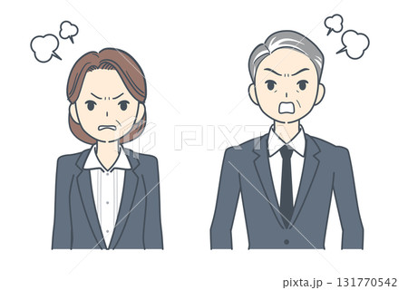 怒る中年のビジネスマンと中年のビジネスウーマンのイラスト 131770542