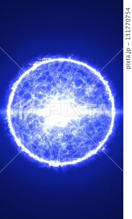 Abstract glowing blue energy sphere radiating light and futuristic cosmic power 131770754