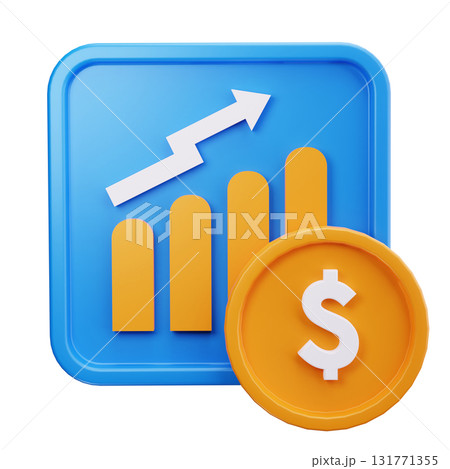 3D Business Growth Chart Icon 131771355