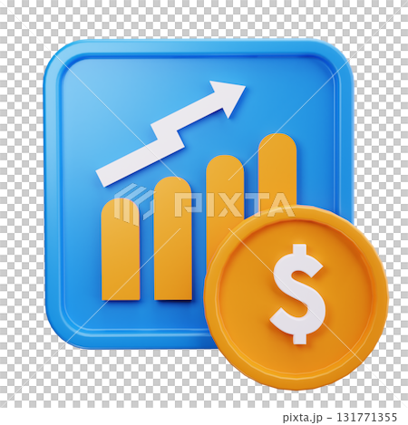 3D Business Growth Chart Icon 131771355