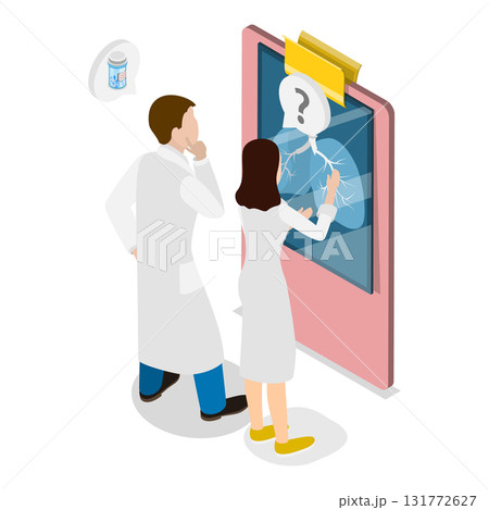 3D Isometric Flat Vector Illustration of Pneumonia Disease, Tuberculosis, Lungs Healthcare. Item 2 3D Isometric Flat Vector Illustration of Pneumonia Disease, Tuberculosis, Lungs Healthcare. Item 2 131772627