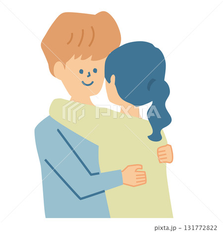 ハグするカップルのイラスト 131772822