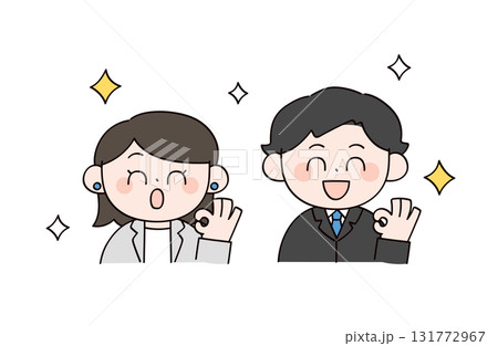 スーツの男女2人のイラスト スーツの男女2人のイラスト 131772967